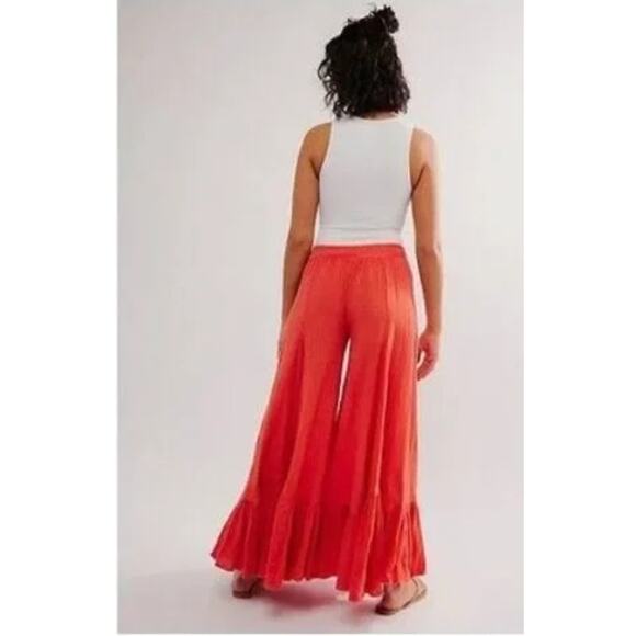Free People Summer Kiss Godet Bohemian Wide Leg Pants Medium - Picture 2 of 8